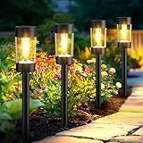 Eyrosa Solar Lights Outdoor, 12 Pack Waterproof Solar Landscape Lighting for Pathway Garden Yard Path Walkway Driveway Lawn Patio Outside Decor, Warm White