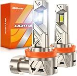 SEALIGHT H11/H8/H9 LED Bulbs, 96000LM 1000% Super Brighter, 6500K Cool White, Real 1:1 Size S6-Pro H16 Fog Light With Cooling Fan, Plug and Play, Pack of 2