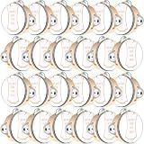 Lukmaa 24 Set 4 Inch Tambourine for Adults Wooden Hand Held Drum with Metal Jingles, Gift Tags, White I Love You Printed Ribbon Percussion Gift Musical Instrument for Church Wedding Party Favor