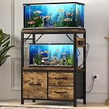 Heybly 10-20 Gal Fish Tank Stand with Drawer, Power Outlet,200lbs HAS003SSR