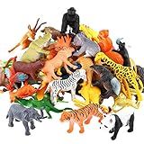 54 Piece Mini Wild Animal Figures for Kids, Plastic Small Zoo Toy Set