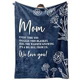 GiltGlimmer Mom Birthday Gifts, Mom Floral Blanket Blue, 60" x 50"