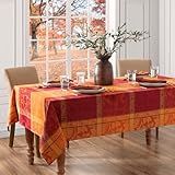Elrene Home Fashions Maplewood Leaf Jacquard Fall/Harvest/Thanksgiving Woven Cotton Rectangle Tablecloth, 60"x84"