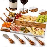 Personalized Charcuterie Board Set, Custom Engraved Marble Cheese Board with Knife Set, Wedding Engagement Gift for Couples, engagement gifts for couples Bridal Shower & Housewarming Gift