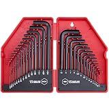 EFFICERE 30-Piece Premium Hex Key Allen Wrench Set, SAE and Metric Assortment, L Shape, Chrome Vanadium Steel, Precise and Chamfered Tips | SAE 0.028-3/8 inch, Metric 0.7-10 mm | In Storage Case