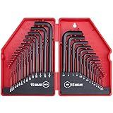 EFFICERE 30-Piece Premium Hex Key Allen Wrench Set, SAE and Metric Assortment, L Shape, Chrome Vanadium Steel, Precise and Chamfered Tips | SAE 0.028-3/8 inch, Metric 0.7-10 mm | In Storage Case