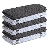 Infinitee Xclusives 100% Cotton Kitchen Towels - 15x25 Inch Ultra Soft Tea Towel, Super Absorbent Terry Dish Towels for Kitchen Linens |Grey|