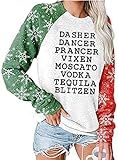essential cocoon Womens Reindeer Alcohol Christmas Sweatshirt Dasher Dancer Prancer Vixen Moscato Vodka Tequila Blitzen Xmas Pullover (Light Gray, M)