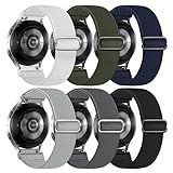 6 Pack Stretchy Bands Compatible with Samsung Galaxy Watch 7 6 5 4 40mm 44mm/Galaxy Watch 6 4 Classic 42mm 46mm 43mm 47mm/Galaxy 5 Pro 45mm/Active 2, 20mm Elastic Nylon Sport Strap for Men Women