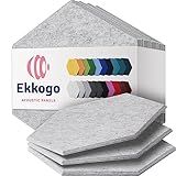 Ekkogo Acoustic Panels 12-Pack Soundproof Wall Panels 14"X12.1"X0.4" Sound Panels High Density Sound Dampening Panels - [Smoky White Hexagon]