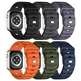 Sport Bands 6-Pack Compatible with Apple Watch Ultra 3/2 Band 49mm 46mm 45mm 44mm 42mm, Wide Soft Silicone Wristbands Waterproof Strap Men for iWatch Series 11 10 9 8 7 6 5 4 3 SE Ultra