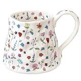 Large Ceramic Coffee Mug Cute Flower with Handmade Big Handle, 20oz Girly Pink Floral Tea Cup for Women Mothers Day, Novelty Irregular Oversized Christmas Mugs for Latte Tea Milk Cocoa