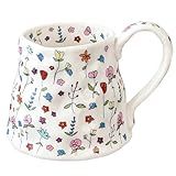 Large Ceramic Coffee Mug Cute Flower with Handmade Big Handle, 20oz Girly Pink Floral Tea Cup for Women Mothers Day, Novelty Irregular Oversized Christmas Mugs for Latte Tea Milk Cocoa