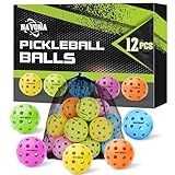 Navona 12 Pack Premium 40-Holes Colorful Outdoor Pickleball Balls, Meet USAPA Official Requirement, Perfectly Balanced, High Bounce True Flight, Durable Outdoor Pickleball Set