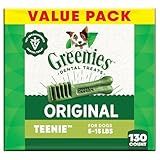 Greenies Veterinarian-Recommended Adult Natural Dental Dog Treats Teenie Size, Dog Dental Chews, Original Flavor, 36 oz. Pack, 130 Count