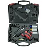 BESWELL® AKP-01N -1/2-Inch Air Impact Wrench-1180 Foot-Pounds Max Loosen Torque Output-Well Balanced Lightweight Includes 11Pieces CR-V SAE Impact Sockets & 3pcs Metric Deep Socket & Carrying Case