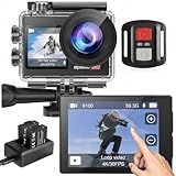 Hiicam Action Camera 4K Waterproof Camera 20MP with Touch Screen Underwater Camera 131FT with EIS for Snorkeling Helmet Bike 170° Wide Angle Remote WiFi 5XZoom