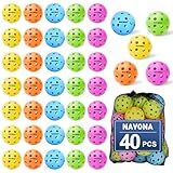 Navona 40 Pack Premium 40-Holes Multicolor Outdoor Pickleball Balls, Meet USAPA Official Requirement, Perfectly Balanced, High Bounce True Flight, Durable Outdoor Pickleball Set