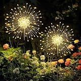 GIGALUMI Garden Decor Outdoor Lights 120LED 2Pack, Solar Garden Lights Outside Fairy Firework Decorative,Solar Powered for Yard Pathway Flowerbed Planter Balcony, Gifts for mom(Warm White
