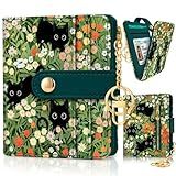 Jogjam Black Cat Floral Rfid Women Wallet, Small Slim Thin Credit Card Wallet, PU Leather Bifold Cash Zipper Coin Pocket ID Window for Female Ladies Teen Girls Girly