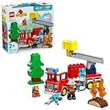 LEGO DUPLO Town Fire Truck with Hose and Firefighter Building Toy for Toddlers - Learning Play Set for Boys & Girls, Ages 2+ - Building Blocks for Motor Skills Practice - Gift for Birthdays - 10473