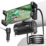 OHLPRO Backseat Retractable Car Charger Station, 6 in 1 Headrest Charging Box with Headrest Phone Mount Holder, 2-Port PD/QC 40W Cigarette Lighter Adapter, Fit for All Phone, Taxi, Uber, Rideshare