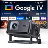 Smart Projector [Google TV 14.0 & Dolby & 4K Support] with WiFi and Bluetooth HDR10,Portable Mini Movie Short Throw Projector Outdoor with Built-in Apps Auto Focus Keystone for Home Bedroom Ceiling