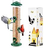 iBorn Metal Bird Feeders 6 Ports Hanging Wild Bird Seed Feeder for Mix Seed Blends, Seed Feeder, Sunflower Heart, Birdbath, Heavy Duty All Metal Green Finishing 15 Inch 6Port,Gift Box