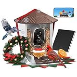 wansview Bird Feeder with Camera-Smart Bird Feeders for Outdoors Solar Powered, Birdhouse with Cam & Instant Alert, 2K Live Video, AI Identify Species, Ideal Gift for Tech Lovers, F1, Brown, 2.4G WiFi