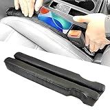 Wuzno Leather Car Seat Gap Filler, 2 Pack No-Drop Seat Guard Universal Gap Stopper/Catcher to Fill The Gap Between Seat and Console Black Car Crevice Blocker Space Pad