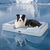 Bedsure Cooling Dog Beds Large Sized Dog - Orthopedic Large Dog Cooling Bed Washable, Dogs Couch Sofa with Waterproof Removable Cover, Pet Bed with Nonskid Bottom, Cooling Blue, 35"