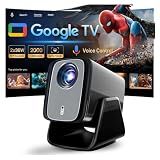 Smart Projector [Google TV Licensed&Voice Control] 2000 ANSI Native 1080P 4K Support, AI Auto Focus 2x36W Dolby HDR10, 200" Display, Portable Projector with WiFi and Bluetooth for Home Ceiling Outdoor