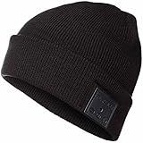 Foxelli Bluetooth Beanie Hat – 15-Hour Battery, Built-in Mic, Fully Washable, Perfect Tech Gift for Men & Women Black