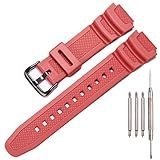 XBHSW Resin watch strap Compatible with Casio AE-1000w SGW-300H AQ-S800W W-800H Men's Waterproof Rubber Band Replacement Bracelet (Red Black buckle)
