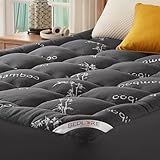 BEDLORE Queen Mattress Topper Viscose Derived from Bamboo, Thick Pillow Top Mattress Pad with Stretchable Pockets for 6-18 inches Mattress, Soft Mattress Topper for Back Pain Relief(Dark Gray)