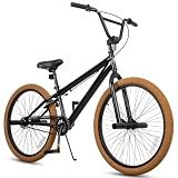 StarterRide 24 Inch Freestyle BMX Bike Trick Bicycle Black with Brown Tires