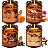 Fall Candles Set, 4 Pack Candles for Home Scented Natural Soy Wax, Autumn Gifts Set for Women Men, Fall Fragrance of Pumpkin/Cinnamon/Vanilla Cupcake/Apple