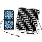 TIMEBAL Solar Exhaust Fan for Shed, 350 CFM High Airflow Solar Vent Fan with Dual Waterproof Fans, Outdoor Ventilation for Chicken Coop, Greenhouse, Dog House Cooling