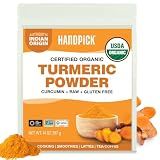 HANDPICK Organic Turmeric Powder with Curucmin(14oz)100% Pure, Natural