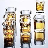 Hlukana 6 Pack Heavy Base Shot Glasses Set, 2.2 oz Clear Tequila Square Shot Glass Bulk, Espresso Shot Glass for Vodka, Whiskey, Tequila, Espressos, Spirits & Liquors