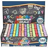 JOYIN 160 PCS Sidewalk Chalks Set-16 Colors Non-Toxic Washable Jumbo Chalk for Outdoor Art Play, Painting on Chalkboard, Blackboard and Playground