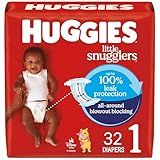 Huggies Size 1 Diapers, Little Snugglers Baby Diapers, Size 1 (8-14 lbs), 32 Count, Packaging May Vary