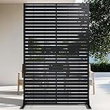 72" Metal Outdoor Privacy Screen – Freestanding Rustproof Louvered Fence Panel for Patio, Garden, Balcony, AC Unit Cover, Trash Can, Modern Decorative Divider