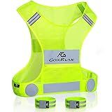 Reflective Vest Running Gear, Lightweight Motorcycle Cycling Reflective Vests with Large Pocket & Adjustable Waist for Women Men Running Safety Vest with Reflective Bands (Green, Medium)