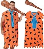 qnprt 2025 Adult Mens Couples Halloween Family Caveman Costumes Funny Simple Outfit,XXL Orange