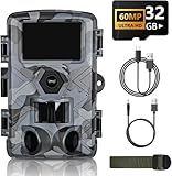 LANTOOCAM Trail Camera, 60MP Hunting Camera with WiFi, 32GB TF Card, Night Vision, Motion Activated, IP66 Waterproof, 120°Wide-Angle for Deer Scouting or Home Security, APP Control, H.264 MP4 Video