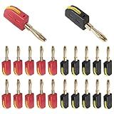 ACEIRMC 20pcs 4mm Banana Plug High Current Quick Connect 32A Gold-Plated Banana Connector for Speaker Wire, Wall Plate, Home Theater, Audio/Video Receiver and Sound Systems(10PCS Red +10PCS Black)