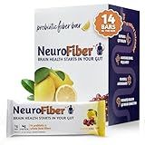 NeuroFiber Prebiotic Fiber Bars – Best High Fiber Snacks for Adults - Plant-Based Prebiotic - Gut + Brain Health Support - Gluten Free, Vegan - Lemon Cranberry (14 Bars)