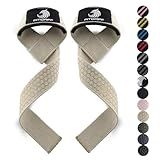 Fitgriff® Lifting Wrist Straps for Weightlifting, Gym, Deadlift, Workout (Made of Premium Cotton & Padded) - Men & Women (Standard, Sand (Silicone-Grip))