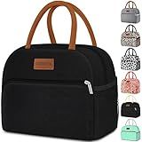 Coobiiya Lunch Box Lunch Bag for Women Adults Men, Reusable Cute Lunch Pail bag - Leakproof, Insulated Lunch Box Tote with Large Capacity, Cooler Lunch Container for Work/Travel/Office (Black)